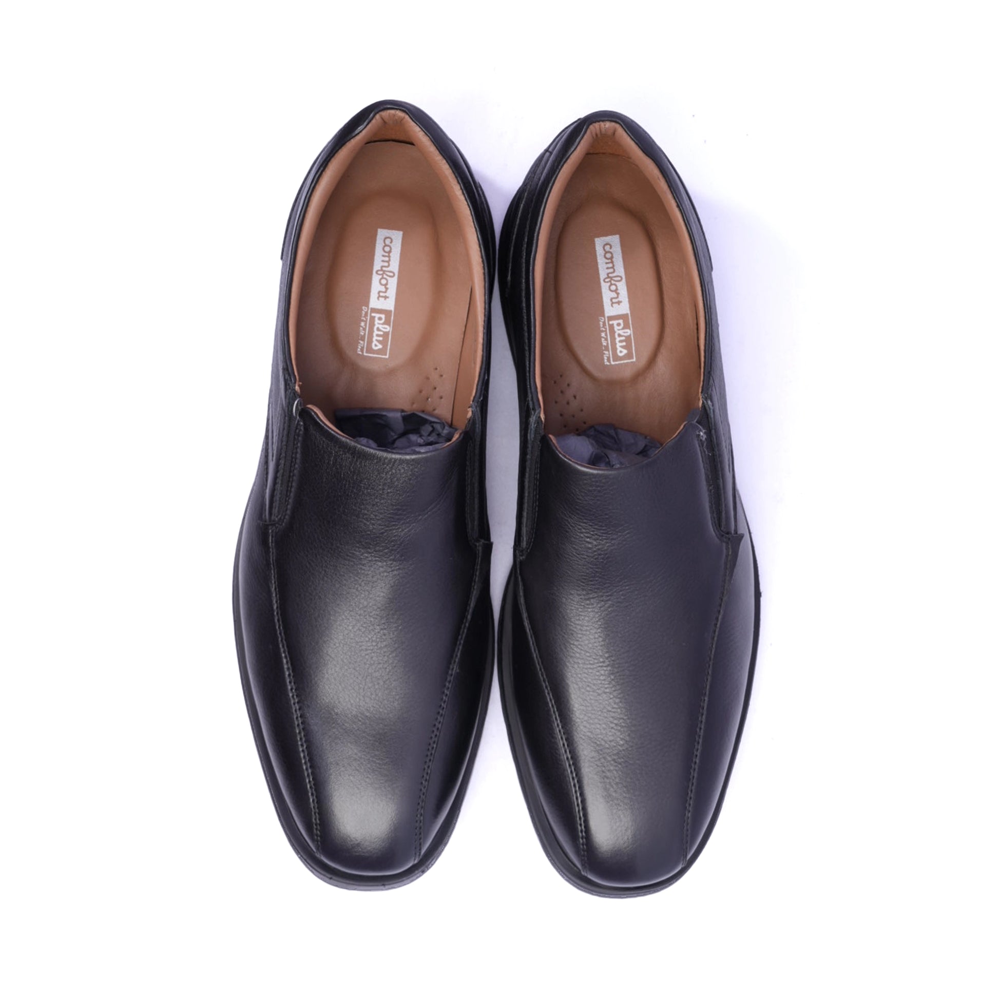 Comfort Plus Men's Leather Derby Shoes Black - Sole Therapy