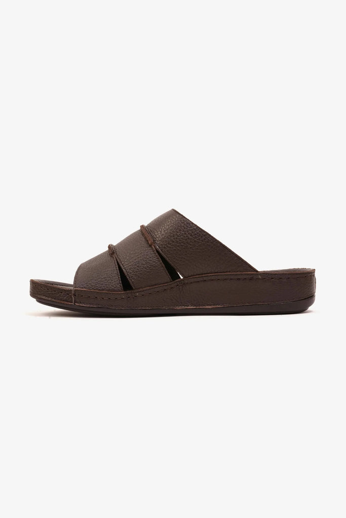 Comfort Plus Men's Leather Slide Sandals Brown MSDCP6614 - Sole Therapy