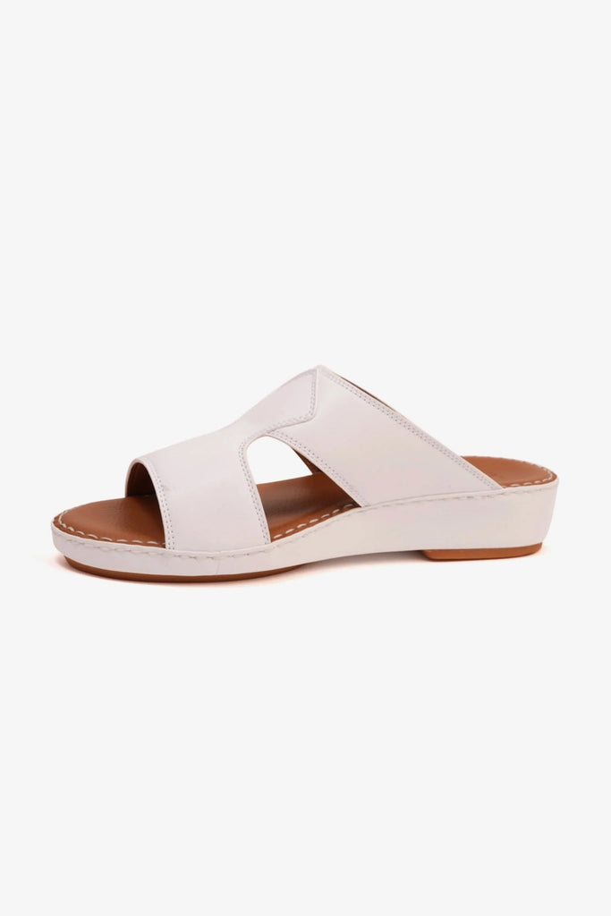 Comfort Plus Men's Luxurious Leather Sandals White MSDCP7012 - Sole Therapy