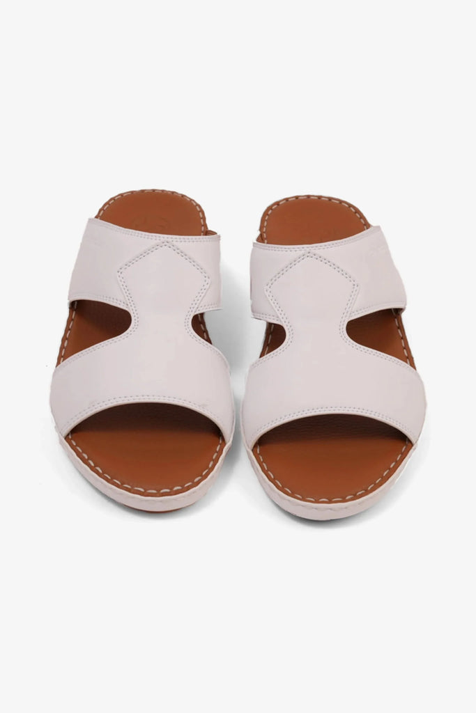 Comfort Plus Men's Luxurious Leather Sandals White MSDCP7012 - Sole Therapy
