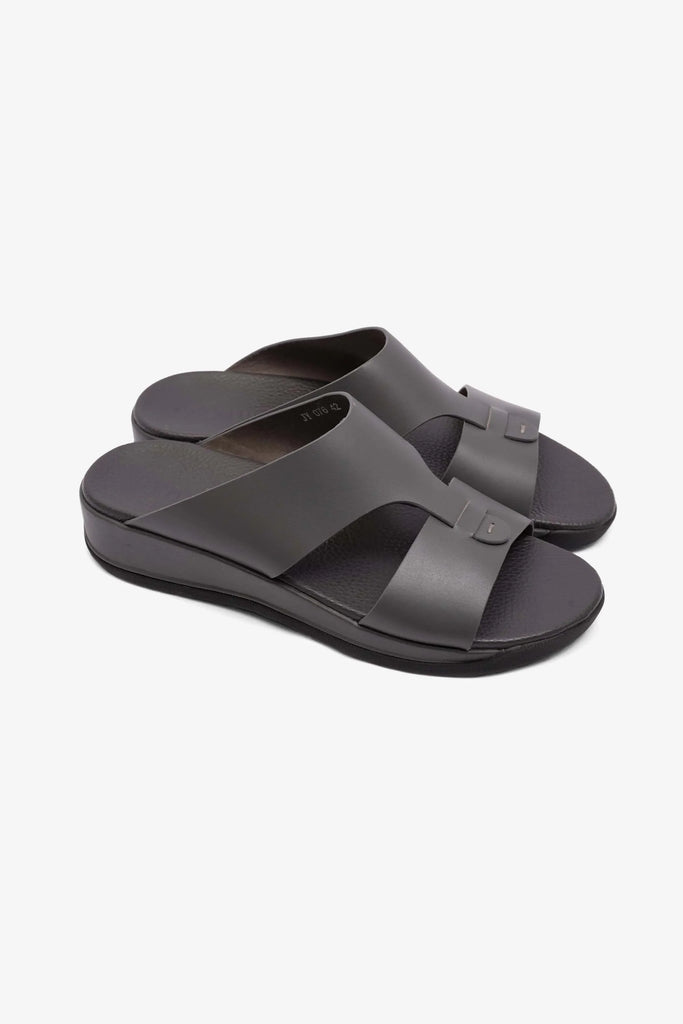 Comfort Plus Men's Matte Leather Anti-Skid Sandals Grey MSDCPJY076 - Sole Therapy
