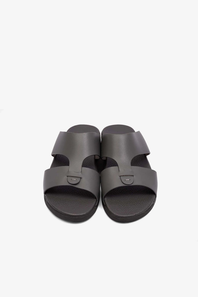 Comfort Plus Men's Matte Leather Anti-Skid Sandals Grey MSDCPJY076 - Sole Therapy