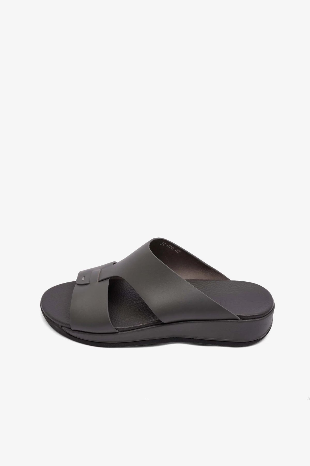 Comfort Plus Men's Matte Leather Anti-Skid Sandals Grey MSDCPJY076 - Sole Therapy