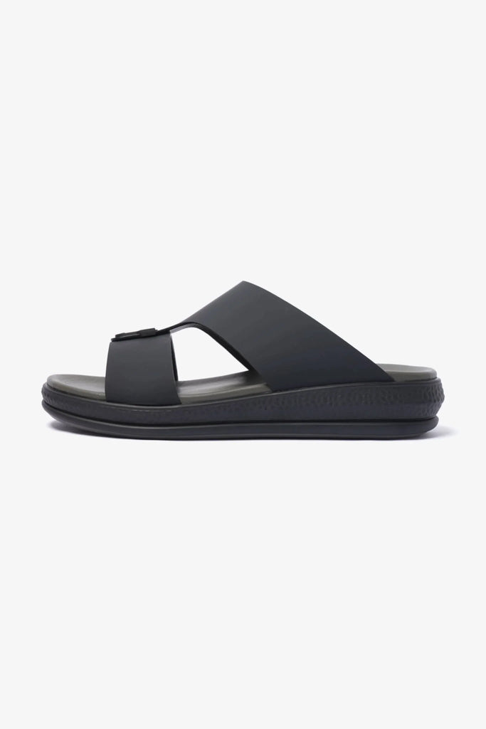 Comfort Plus Men's Matte Leather Buckle Sandals Black MSDCPD101 - Sole Therapy
