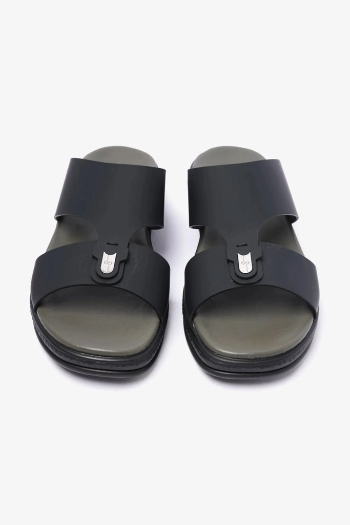 Comfort Plus Men's Matte Leather Buckle Sandals Black MSDCPD101 - Sole Therapy