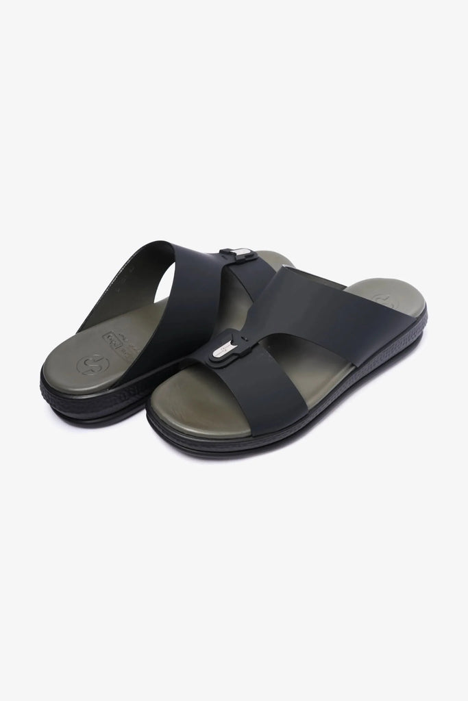 Comfort Plus Men's Matte Leather Buckle Sandals Black MSDCPD101 - Sole Therapy