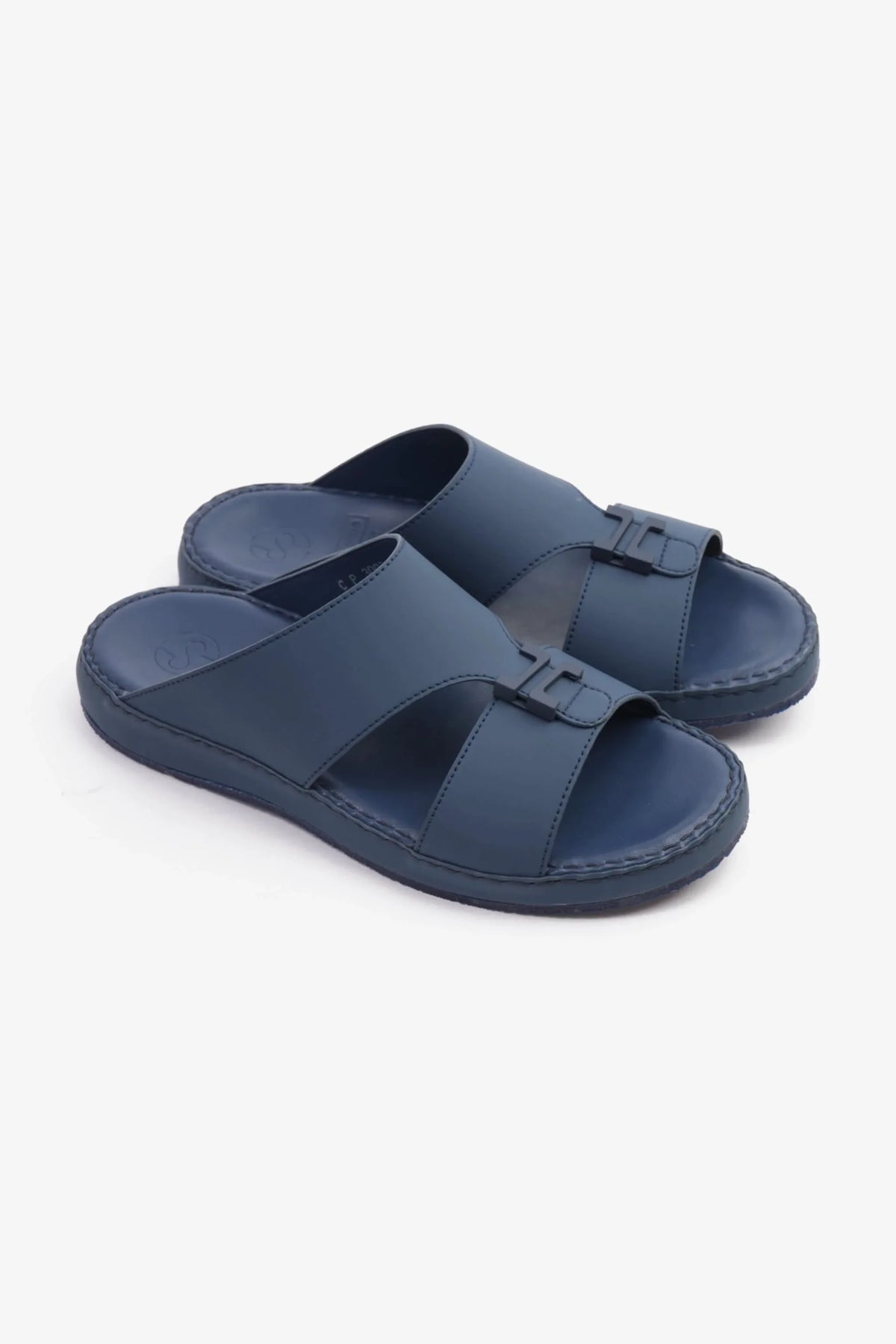 Comfort Plus Men's Matte Leather Sandals Navy MSDCP3002 - Sole Therapy