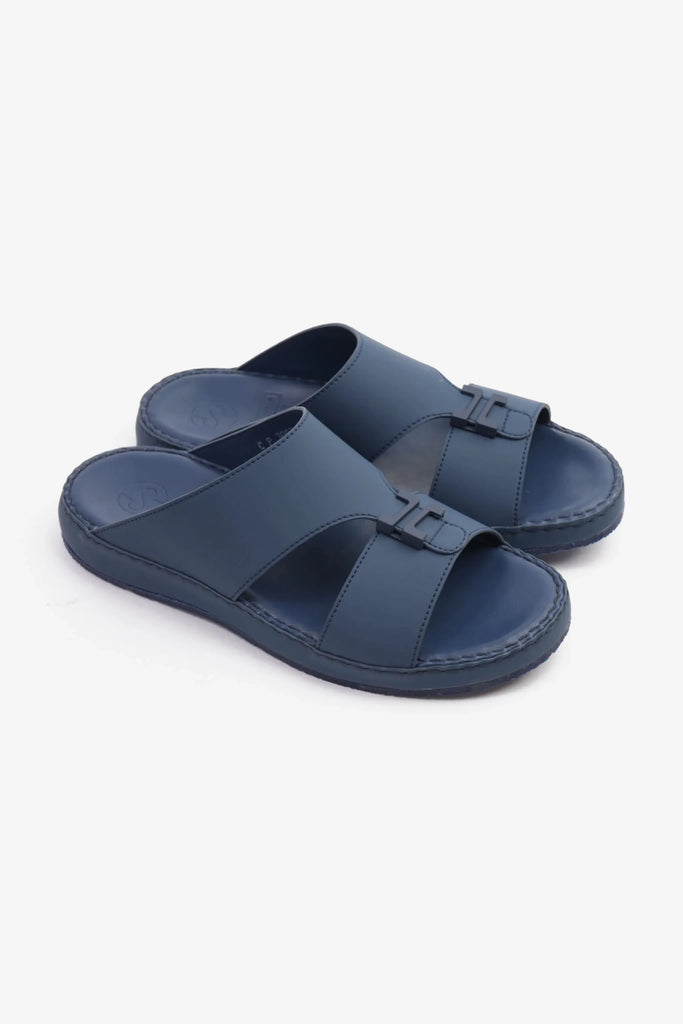 Comfort Plus Men's Matte Leather Sandals Navy MSDCP3002 - Sole Therapy