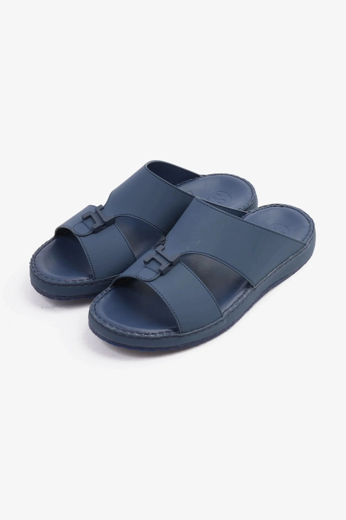 Comfort Plus Men's Matte Leather Sandals Navy MSDCP3002 - Sole Therapy