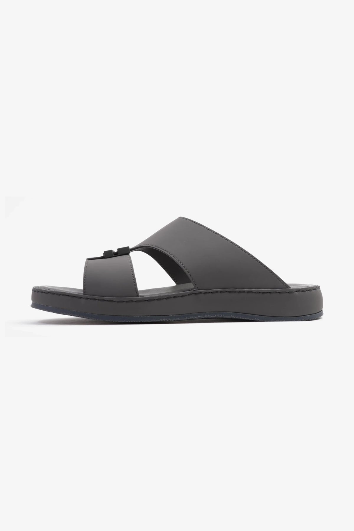 Comfort Plus Men's Matte Leather Stylish Trim Arabic Sandals Dark Grey MSDCP3002 - Sole Therapy
