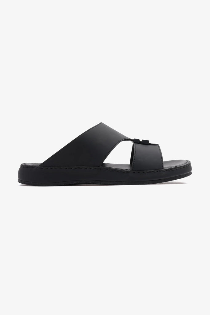 Comfort Plus Men's Matte Leather Stylish Trim Sandals Black MSDCP3002 - Sole Therapy