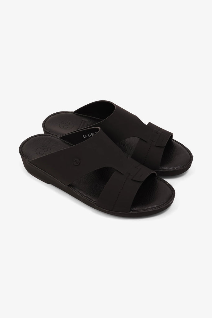 Comfort Plus Men's Matte Modern Leather Sandals Black MSDCP7015 - Sole Therapy