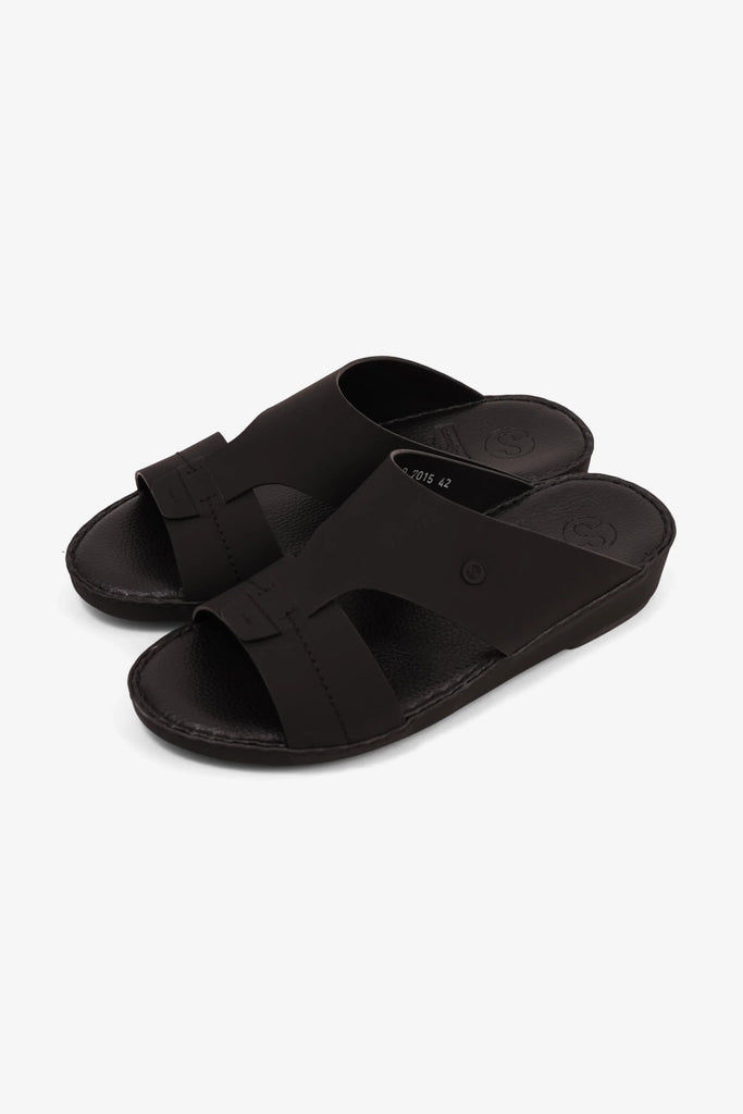 Comfort Plus Men's Matte Modern Leather Sandals Black MSDCP7015 - Sole Therapy