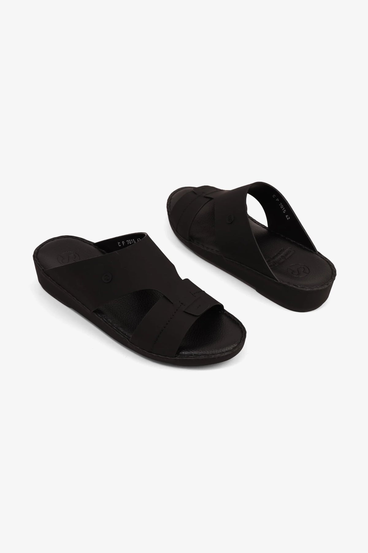 Comfort Plus Men's Matte Modern Leather Sandals Black MSDCP7015 - Sole Therapy