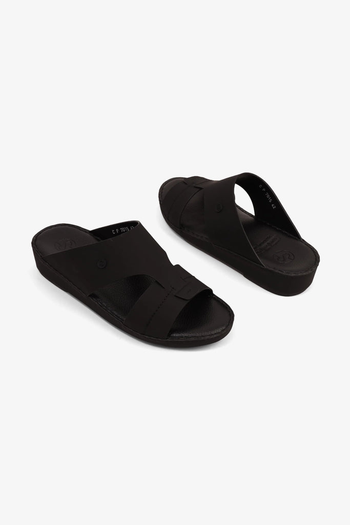 Comfort Plus Men's Matte Modern Leather Sandals Black MSDCP7015 - Sole Therapy