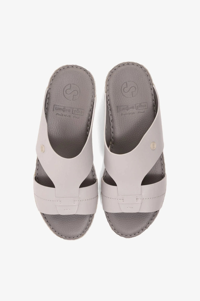 Comfort Plus Men's Matte Modern Leather Sandals Light Grey MSDCP7015 - Sole Therapy