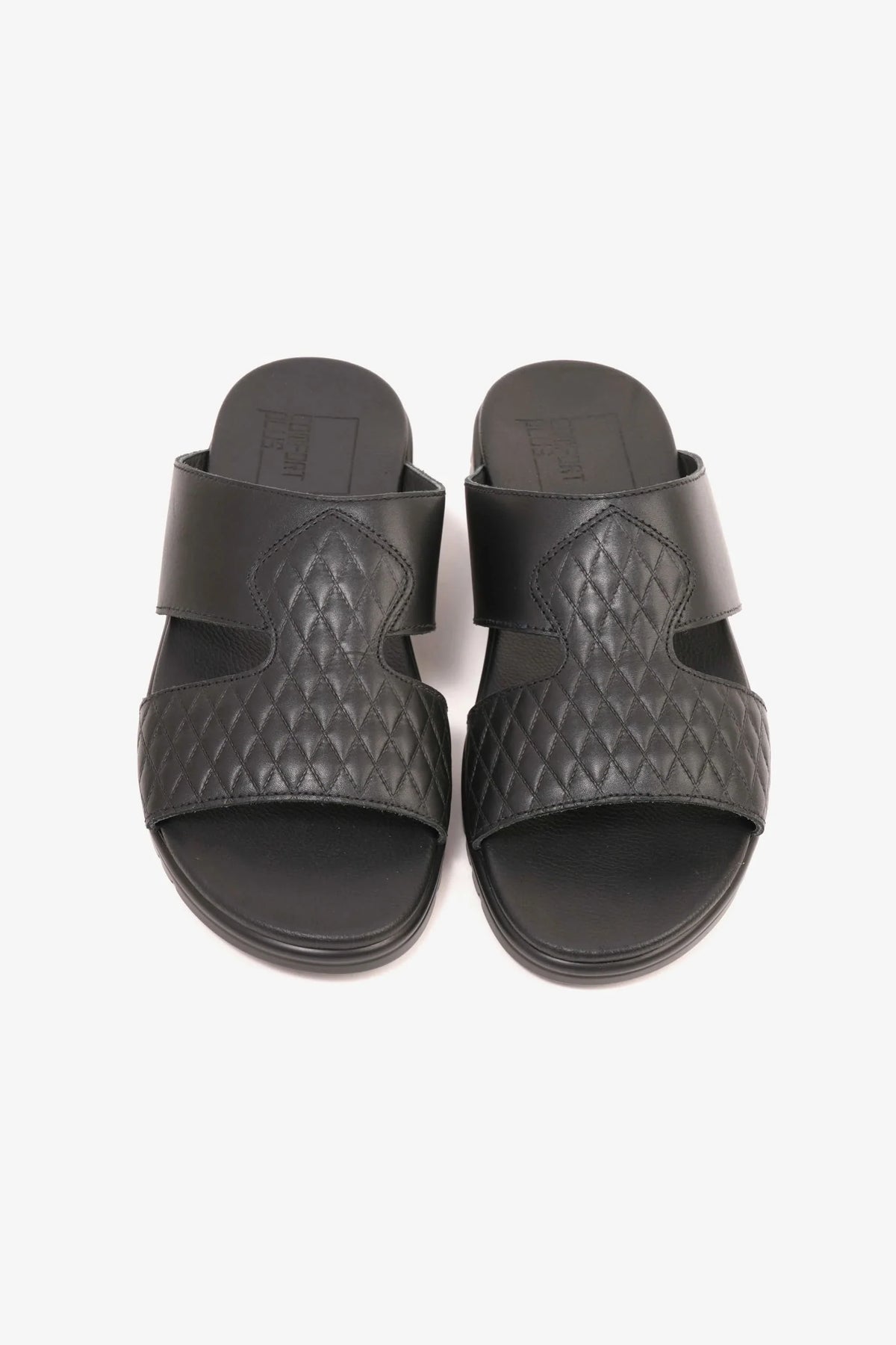 Comfort Plus Men's Quilted Leather Sandals Black MSDCP202 - Sole Therapy