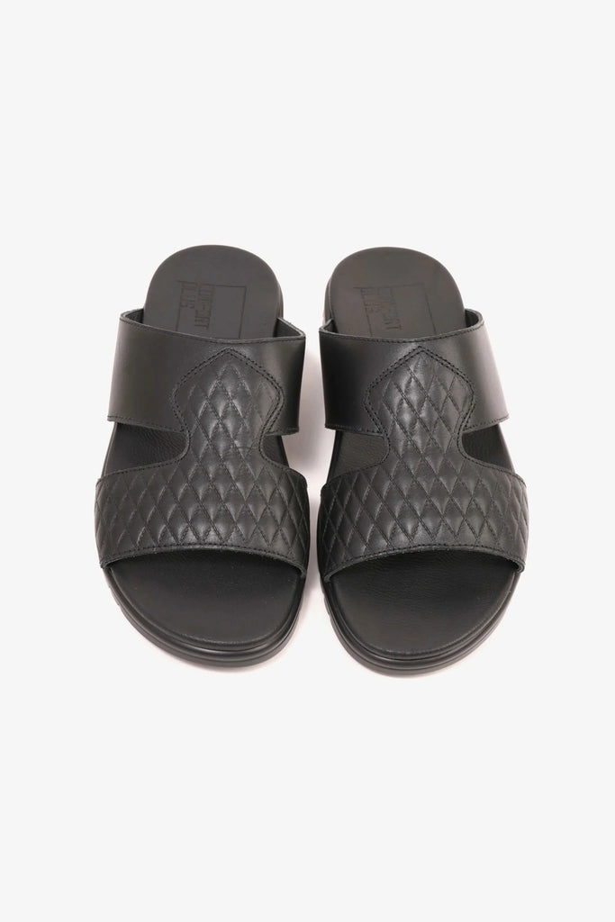 Comfort Plus Men's Quilted Leather Sandals Black MSDCP202 - Sole Therapy