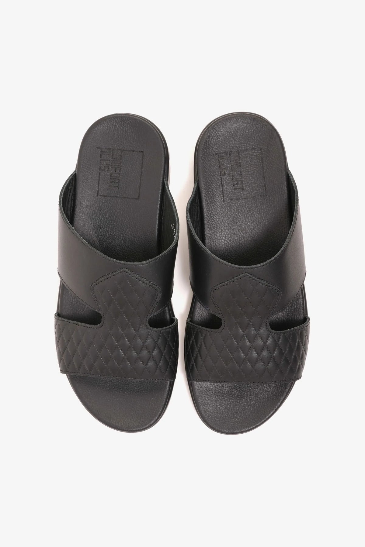 Comfort Plus Men's Quilted Leather Sandals Black MSDCP202 - Sole Therapy