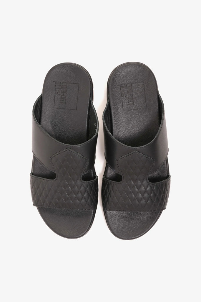 Comfort Plus Men's Quilted Leather Sandals Black MSDCP202 - Sole Therapy