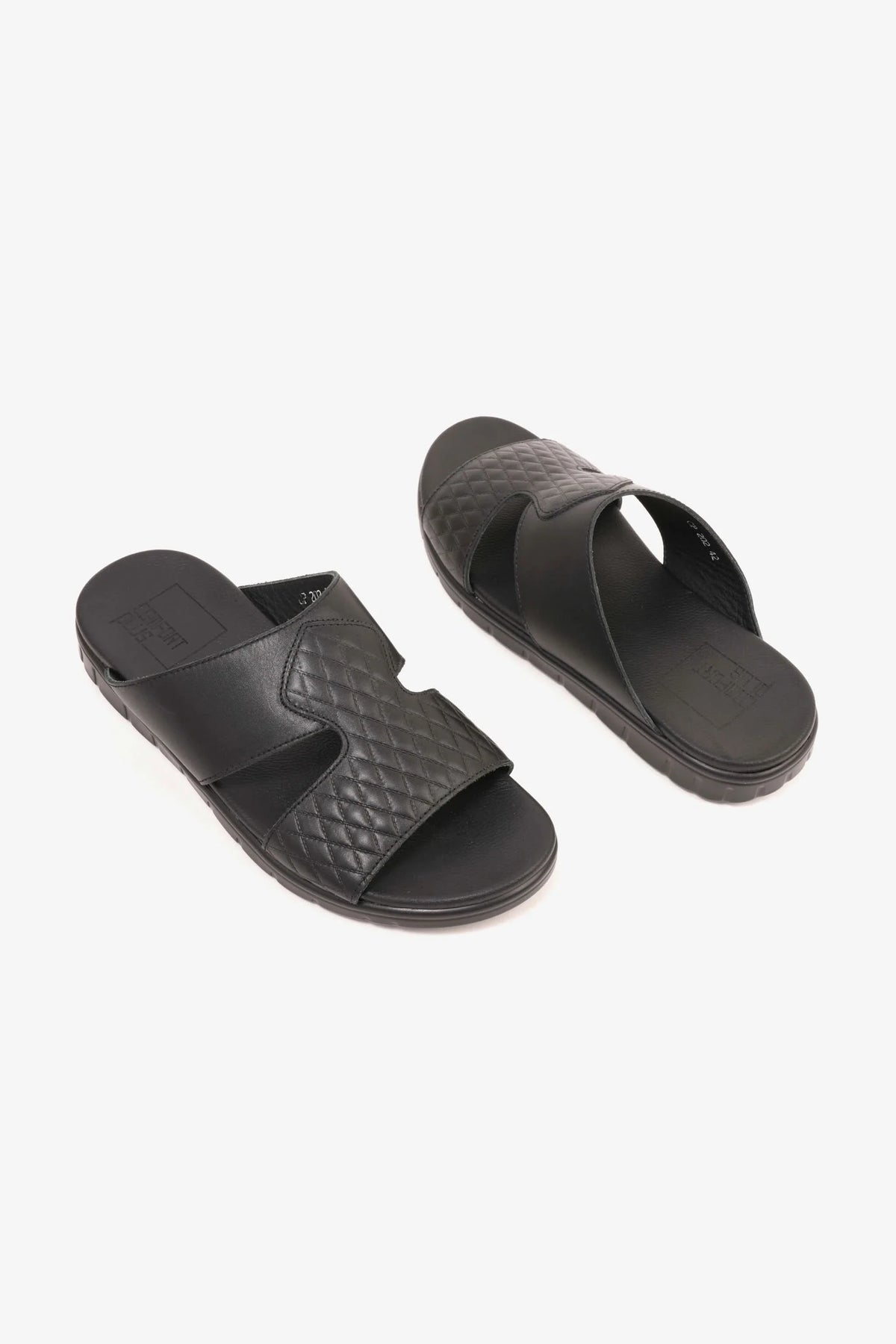 Comfort Plus Men's Quilted Leather Sandals Black MSDCP202 - Sole Therapy