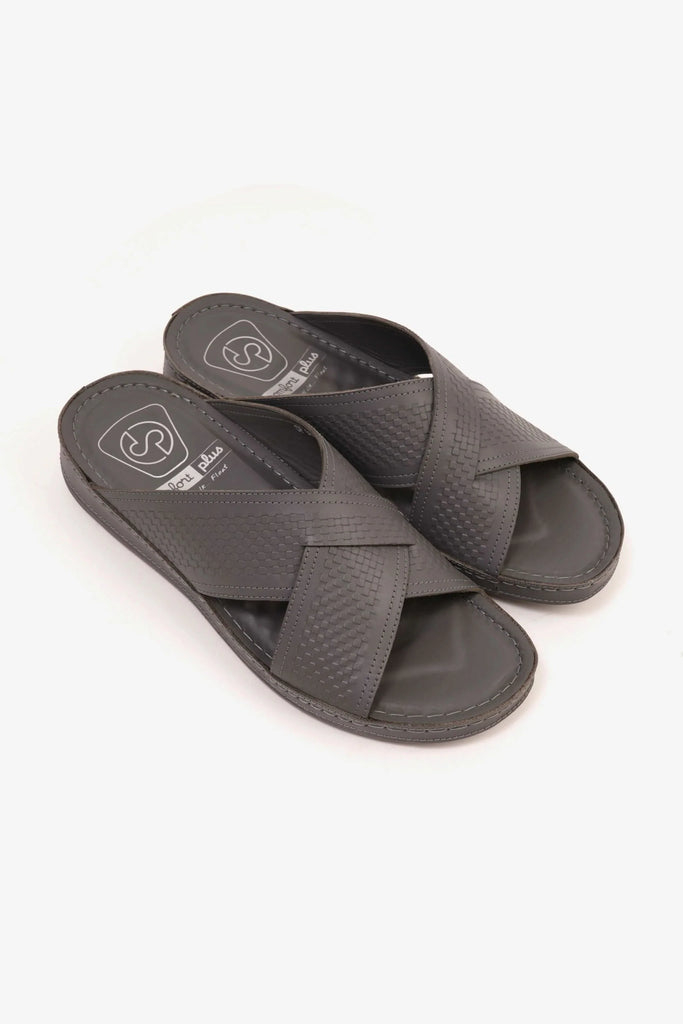 Comfort Plus Men's Silver Accent Arabic Sandals Dark Grey MSDCP6611 - Sole Therapy