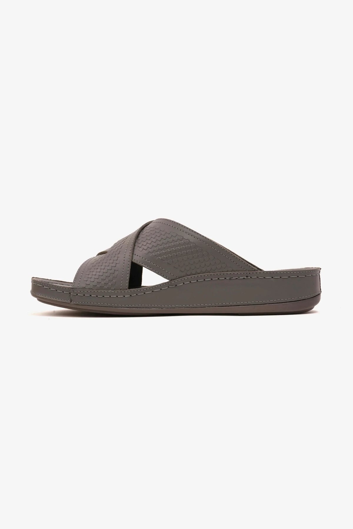 Comfort Plus Men's Silver Accent Arabic Sandals Dark Grey MSDCP6611 - Sole Therapy