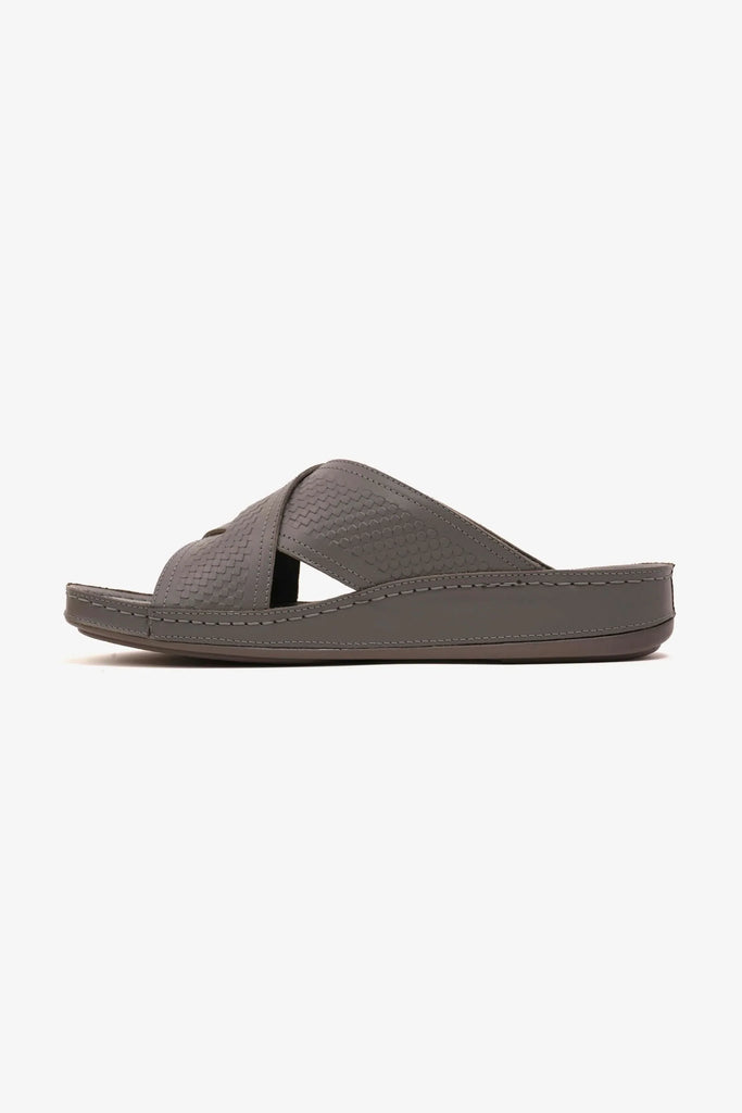 Comfort Plus Men's Silver Accent Arabic Sandals Dark Grey MSDCP6611 - Sole Therapy