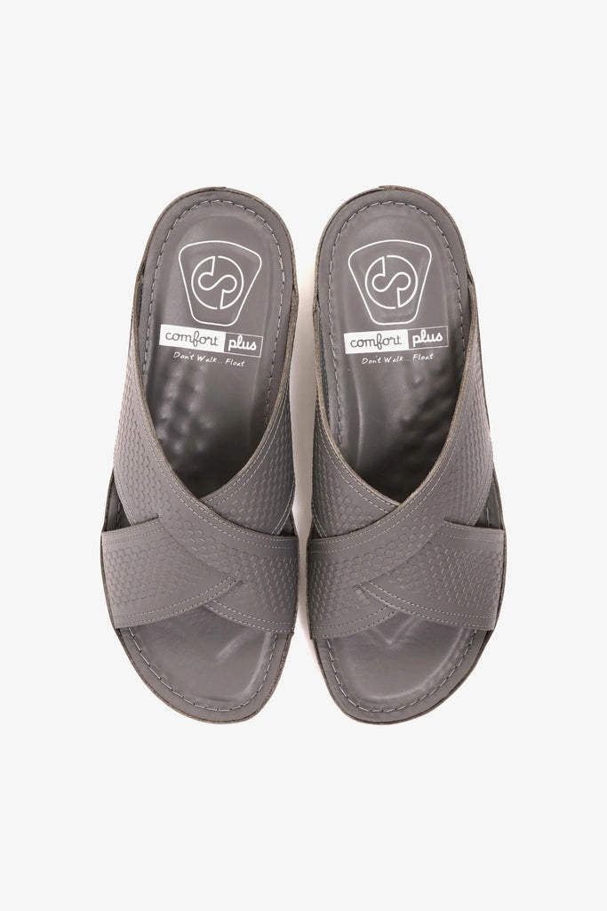 Comfort Plus Men's Silver Accent Arabic Sandals Dark Grey MSDCP6611 - Sole Therapy