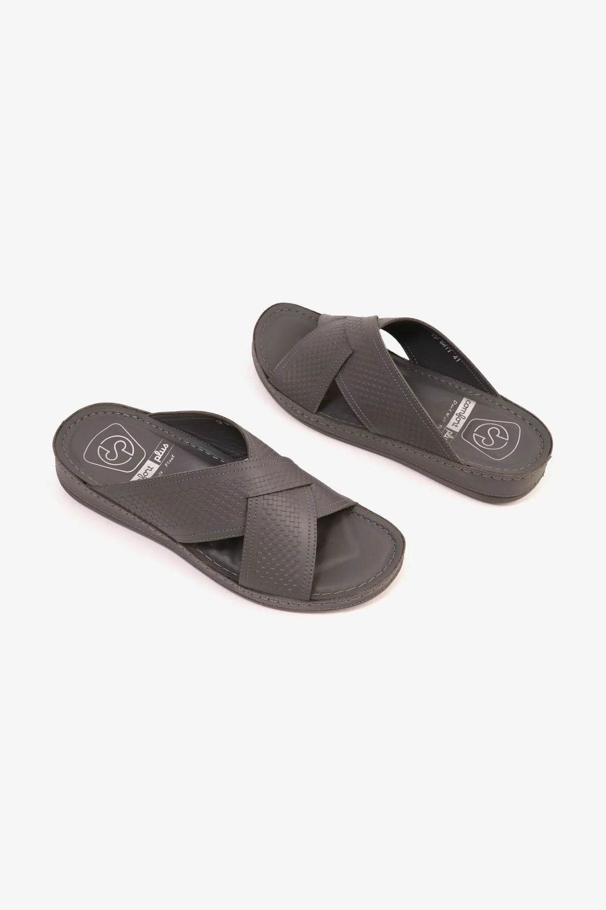 Comfort Plus Men's Silver Accent Arabic Sandals Dark Grey MSDCP6611 - Sole Therapy