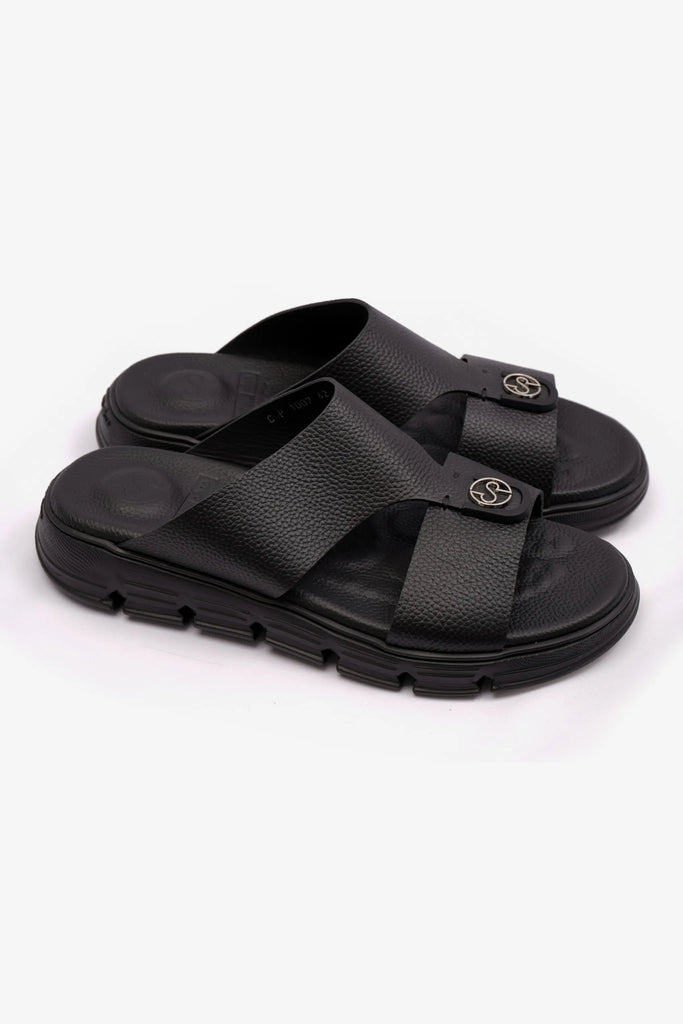 Comfort Plus Men's Soft Milled Arabic Sandals Black CP1007 - Sole Therapy