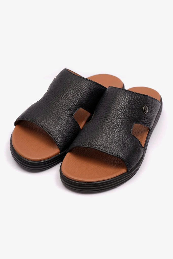 Comfort Plus Men's Soft Milled Arabic Sandals Black MSDCPFAR604 - Sole Therapy