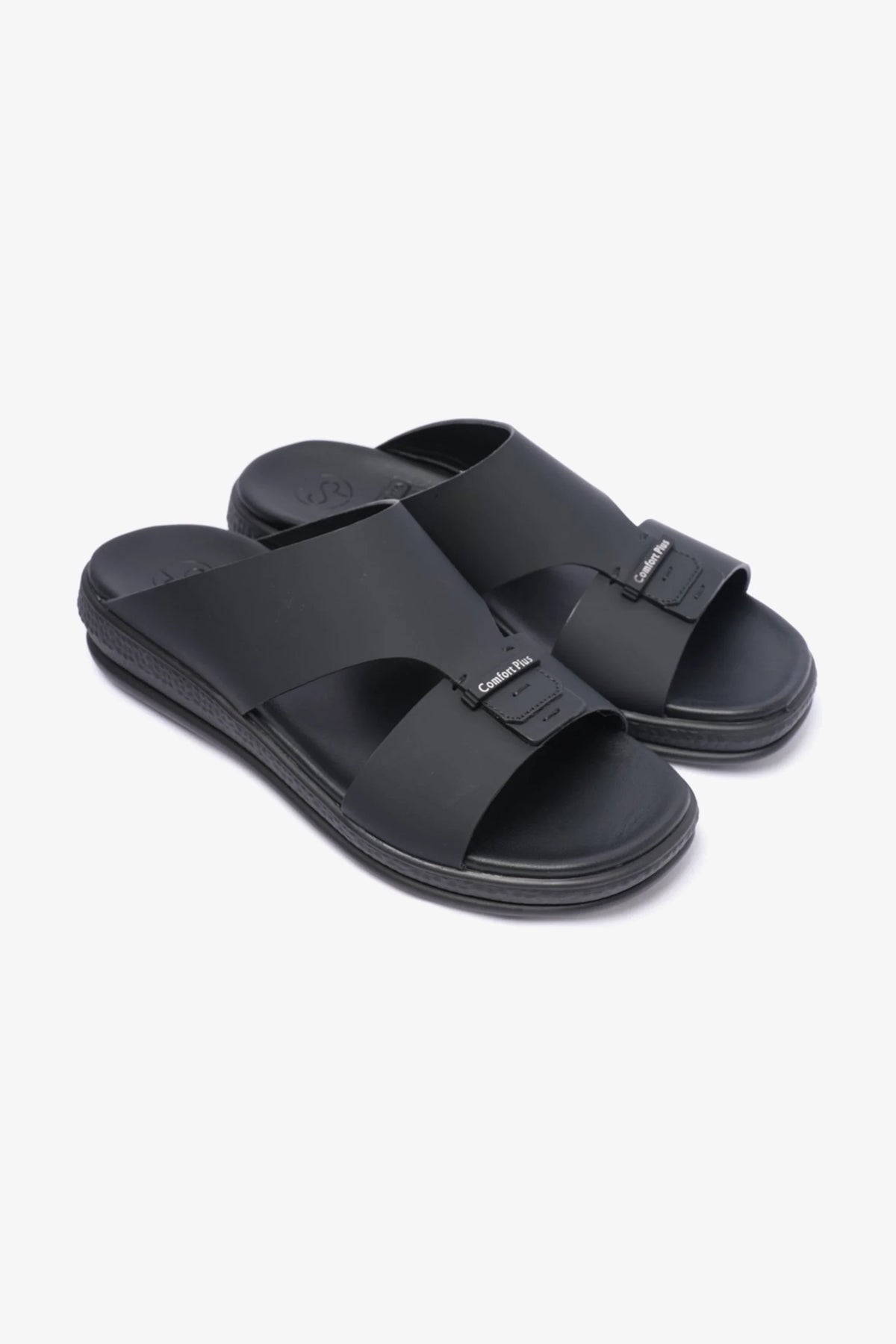 Comfort Plus Men's Stylish Matte Leather Sandals Black MSDCPD102 - Sole Therapy