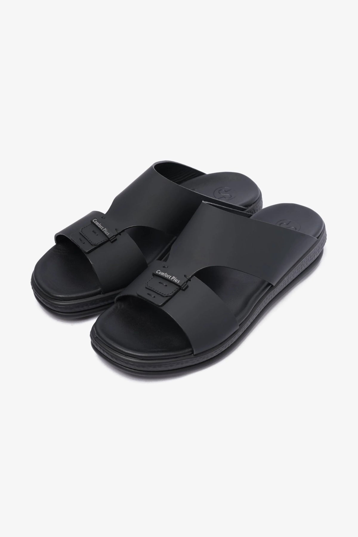Comfort Plus Men's Stylish Matte Leather Sandals Black MSDCPD102 - Sole Therapy