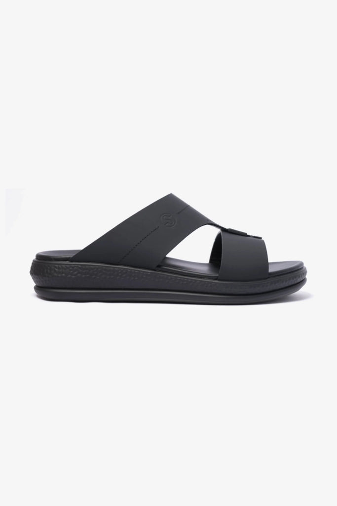 Comfort Plus Men's Stylish Matte Leather Sandals Black MSDCPD102 - Sole Therapy