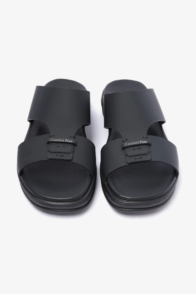 Comfort Plus Men's Stylish Matte Leather Sandals Black MSDCPD102 - Sole Therapy