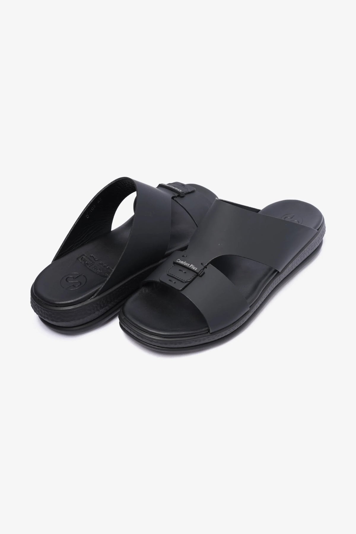 Comfort Plus Men's Stylish Matte Leather Sandals Black MSDCPD102 - Sole Therapy