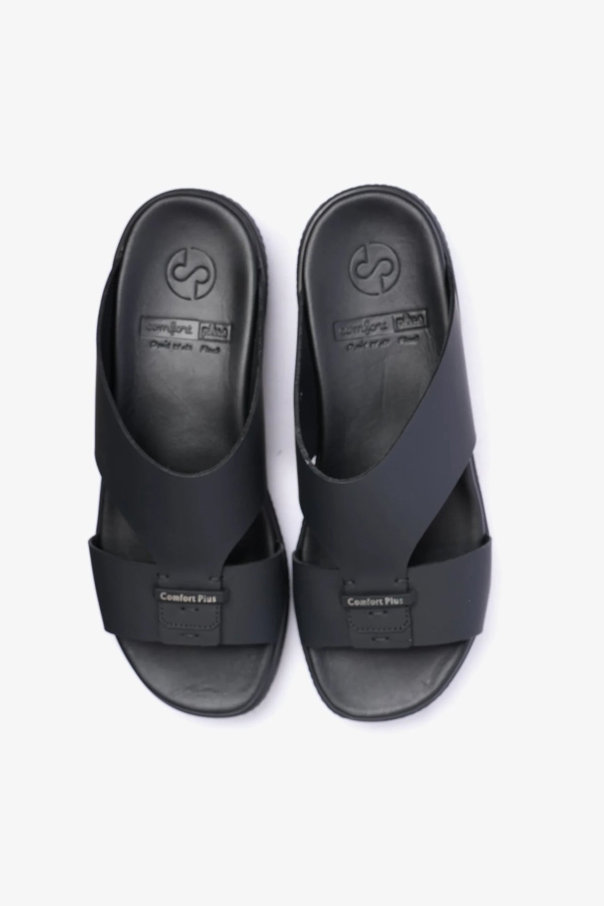 Comfort Plus Men's Stylish Matte Leather Sandals Black MSDCPD102 - Sole Therapy