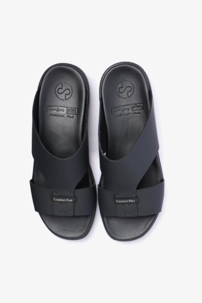 Comfort Plus Men's Stylish Matte Leather Sandals Black MSDCPD102 - Sole Therapy