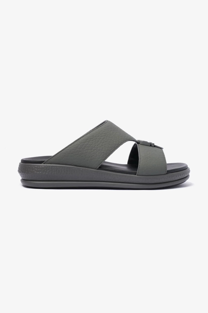 Comfort Plus Men's Stylish Trim Leather Sandals Grey MSDCPD103 - Sole Therapy