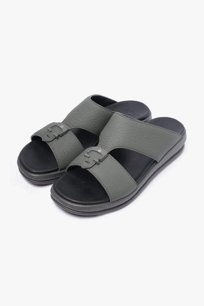 Comfort Plus Men's Stylish Trim Leather Sandals Grey MSDCPD103 - Sole Therapy