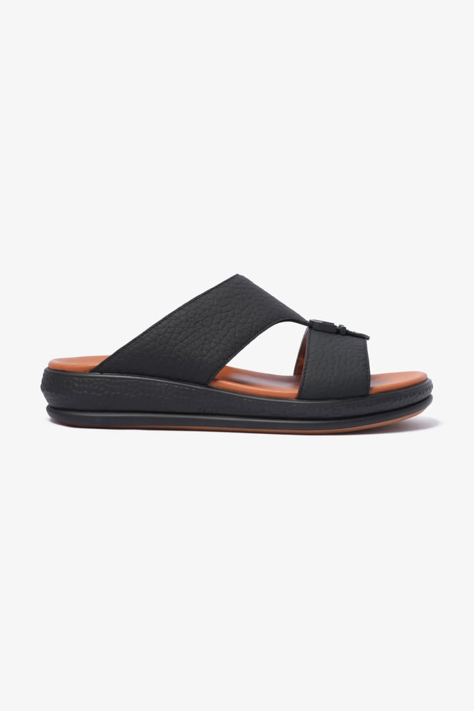 Comfort Plus Men's Stylish Trims Leather Sandals Black MSDCPD103 - Sole Therapy