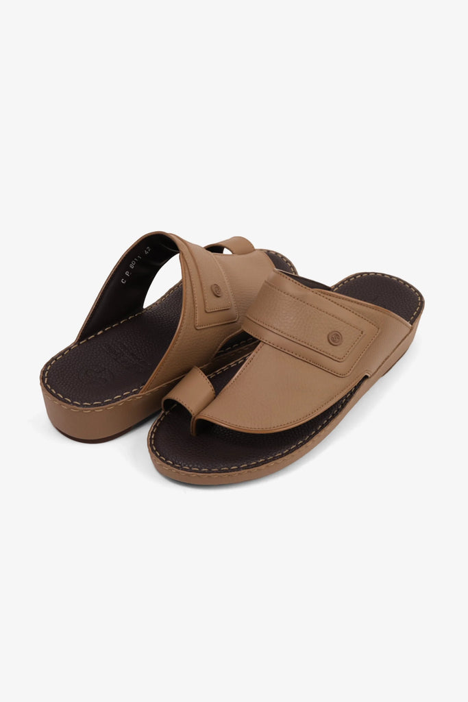 Comfort Plus Men's Textured Leather Sandals Olive Brown MSDCP8011 - Sole Therapy