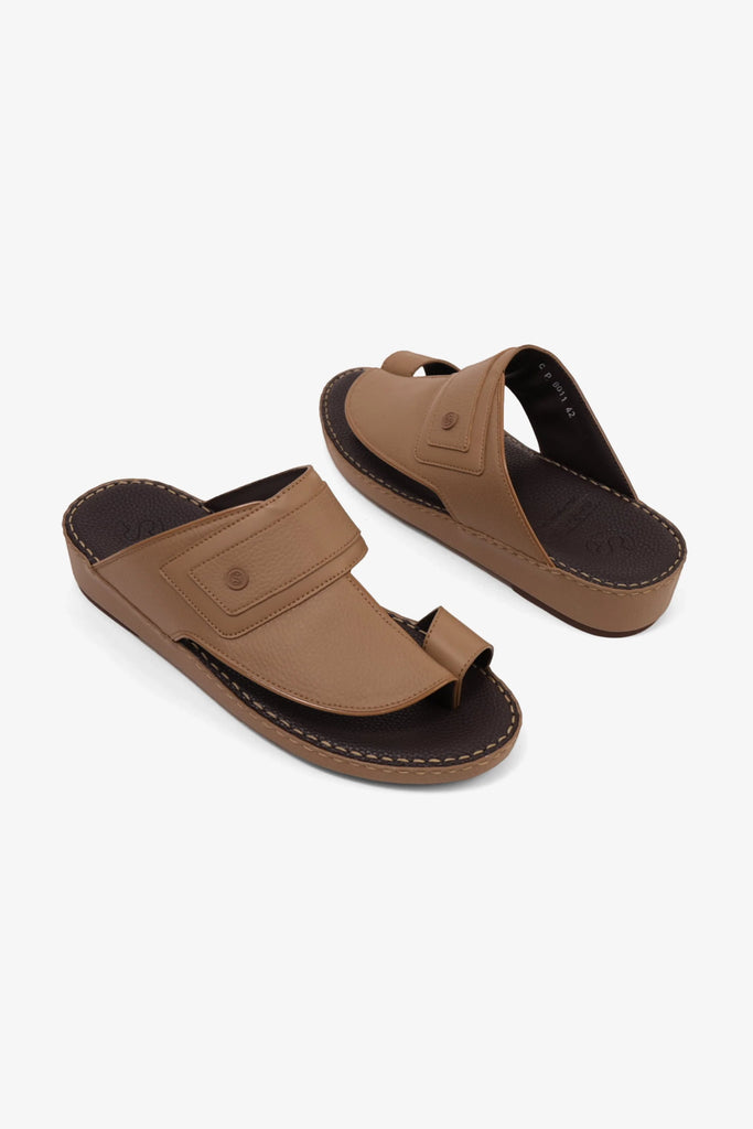 Comfort Plus Men's Textured Leather Sandals Olive Brown MSDCP8011 - Sole Therapy