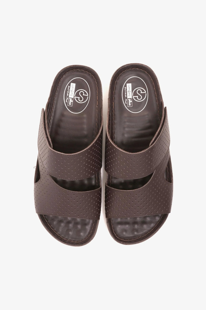 Comfort Plus Men's Textured Slip-On Arabic Sandals Brown MSDCP4005 - Sole Therapy