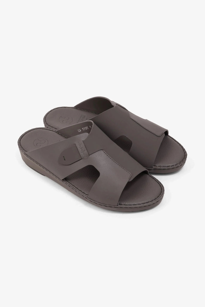 Comfort Plus Men's Ultra Comfortable Leather Slip-On Sandals Dark Grey MSDCP7017 - Sole Therapy