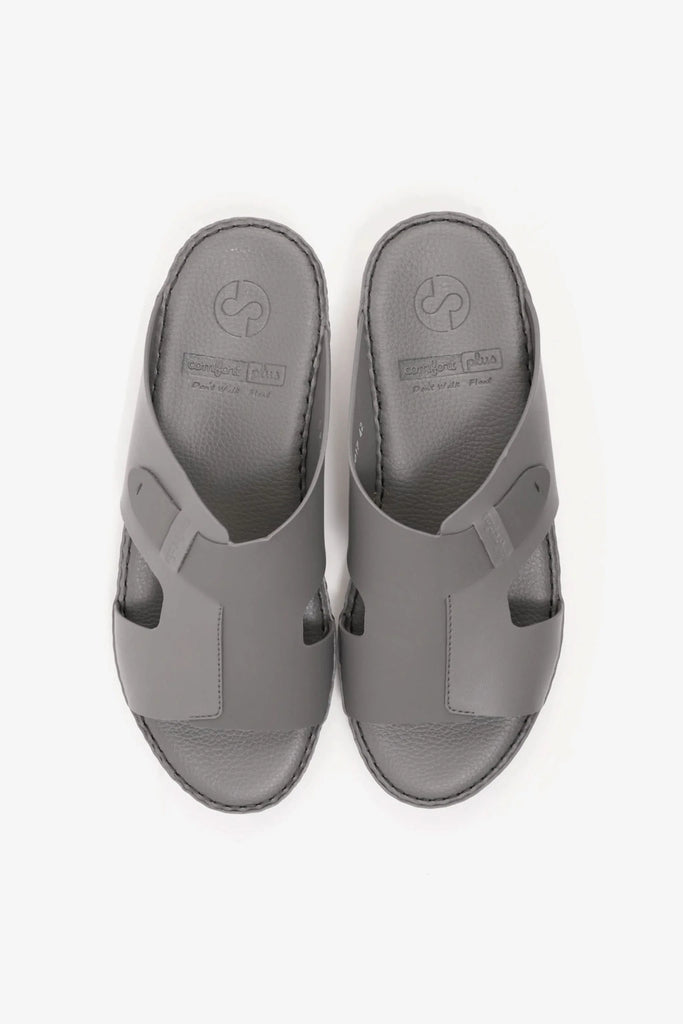 Comfort Plus Men's Ultra Comfortable Leather Slip-On Sandals Dark Grey MSDCP7017 - Sole Therapy