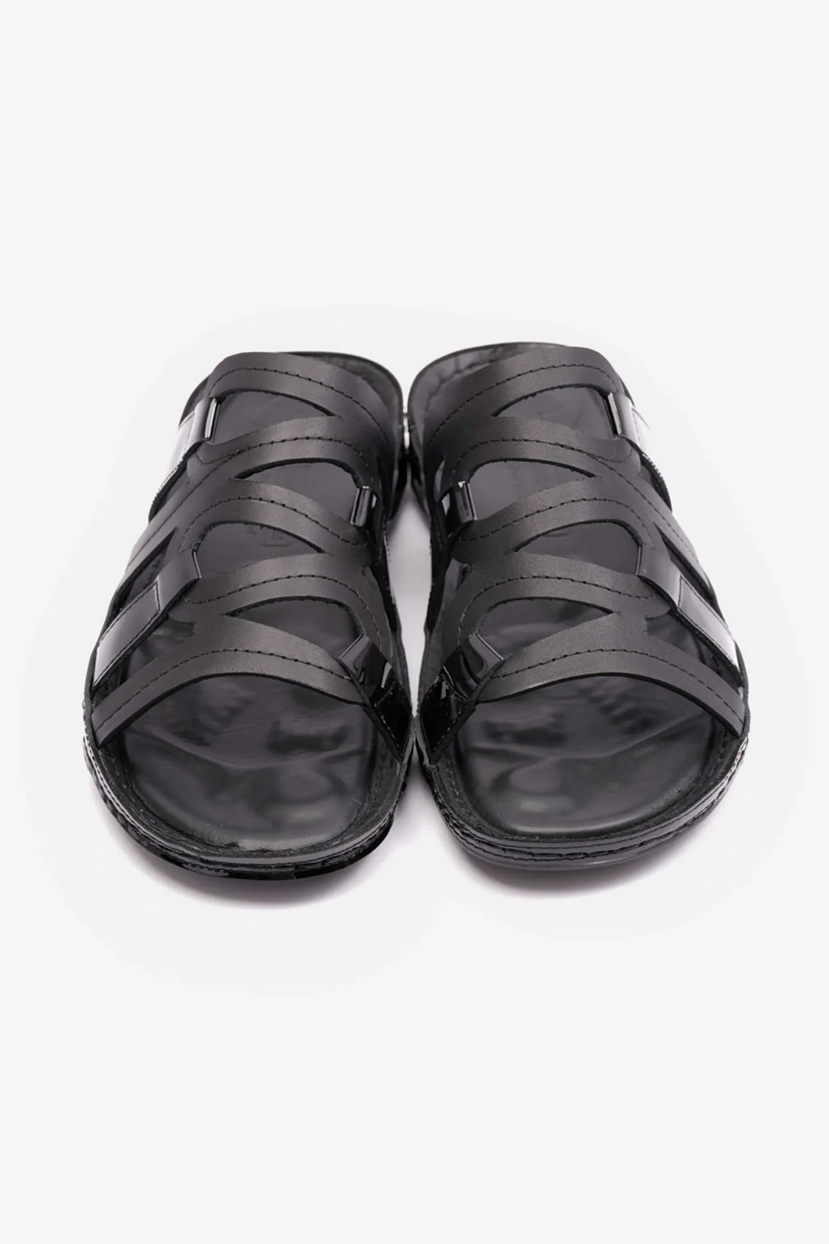 Comfort Plus Women's Flat Leather Sandals Black CP721 - Sole Therapy