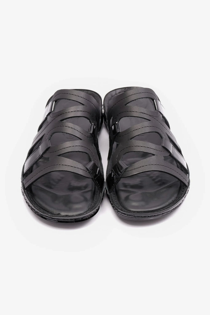 Comfort Plus Women's Flat Leather Sandals Black CP721 - Sole Therapy