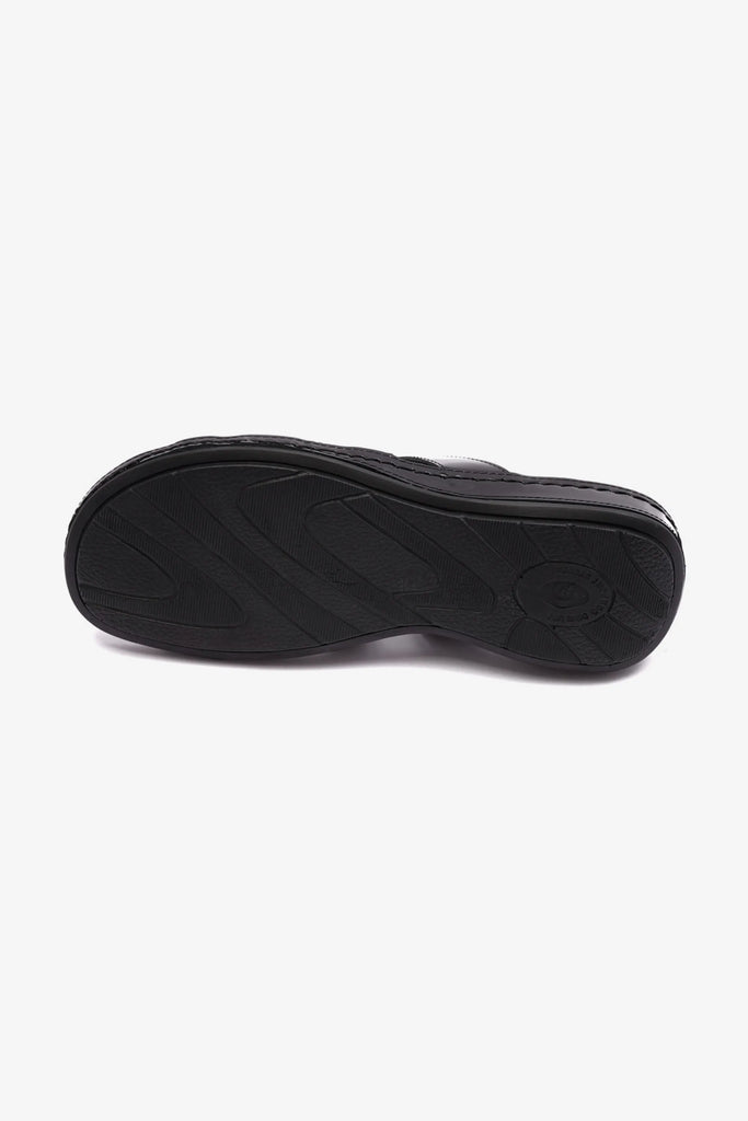 Comfort Plus Women's Flat Leather Sandals Black CP721 - Sole Therapy